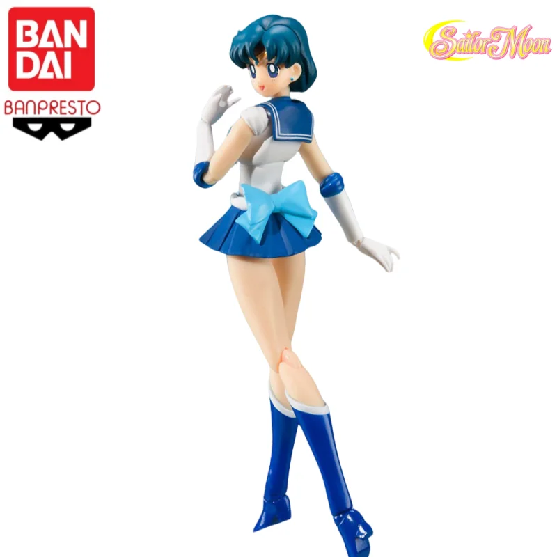 متوفر في المخزون الأصلي بانداي S H Figuartssailor Moon Mizuno Ami بحار بلوتو شخصية مفصلية أنيمي لعبة مجسمة هدية