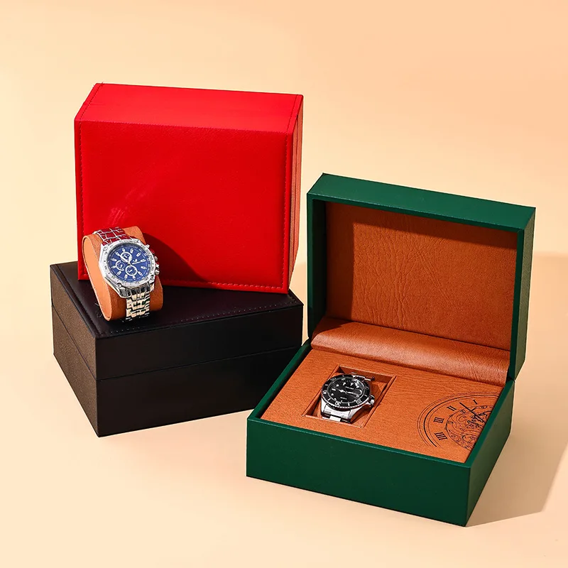 PU Leather Watch Box Wood Grain Watch Box Luxury Watch Storage Box Watch Display Case