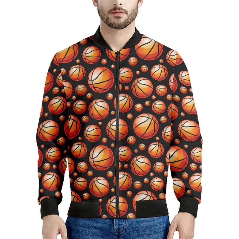 Chaquetas gráficas de baloncesto para hombre, abrigo de manga larga para deportes al aire libre, chaquetas Bomber estampadas en 3D informales, Tops sueltos para niños, primavera y otoño