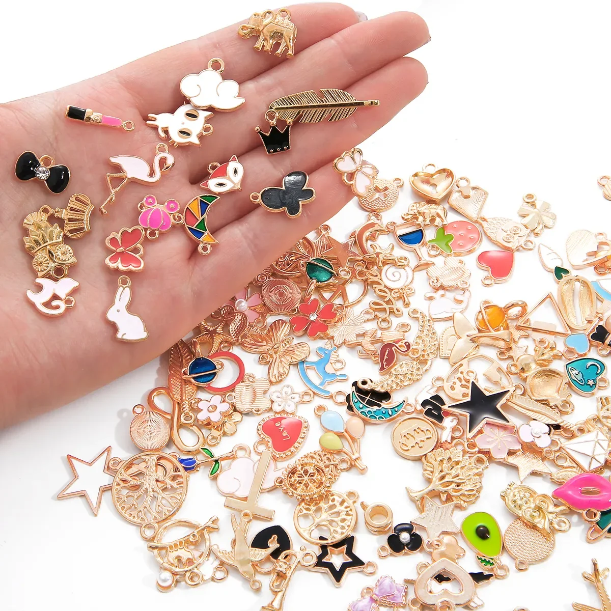 20pcs Drip Oil Alloy Small Pendant Mixed DIY Handmade Necklace Earrings Accessories Bracelet Pendant Materials Accessories