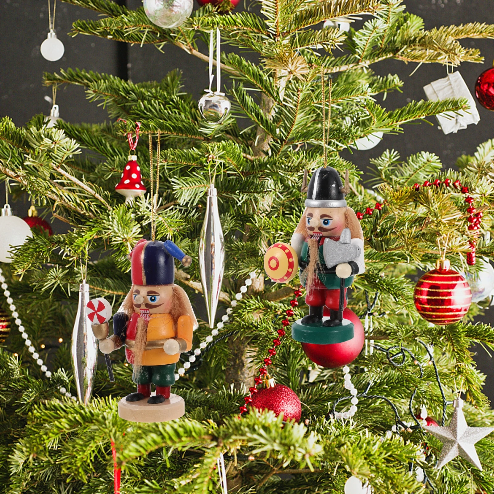 

6 Pcs Nutcracker Pendant Ornament Decoration Christmas Hanging Decorations Adornments Festival Puppet
