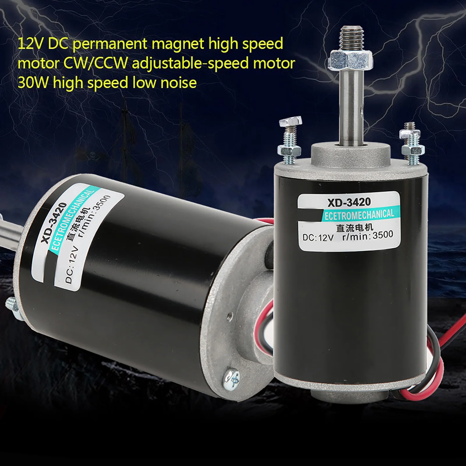 30W High Torque DC Motor 12V/24V Permanent Magnet Motor Mini DC Motor DIY Generator Motor CW/CCW High Speed Motor Electric