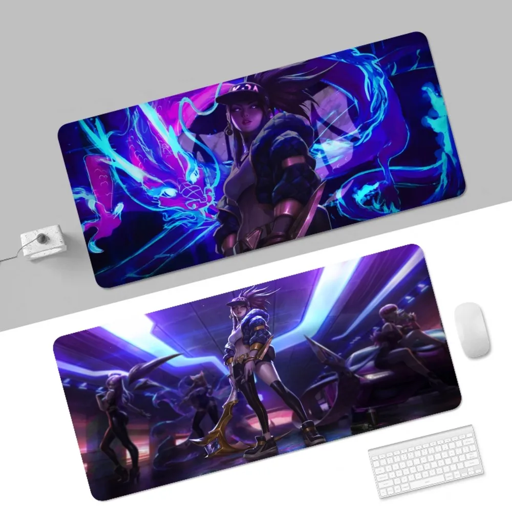 L-LOL KDA Ahri Akali Kaisa Seraphine Mousepad 80x30cm XL Lockedge Office Computer Desk Mat Table Keyboard Big Mouse Pad Laptop