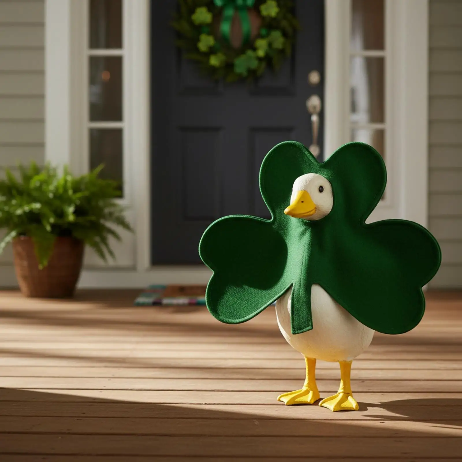 Green Leaf Goose Outfit for 23 Inch Porch Goose Accessories Decorative Bird Costume with Neck Strip Festive Garden Decor