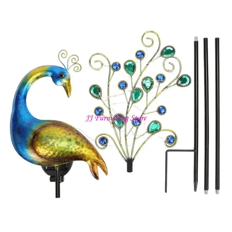 

A9LB Floor Insert Lawns Stakes Light Peacocks Sculpture Animal Statue Antioxidation Garden Decoration Wear-resistant Ornament