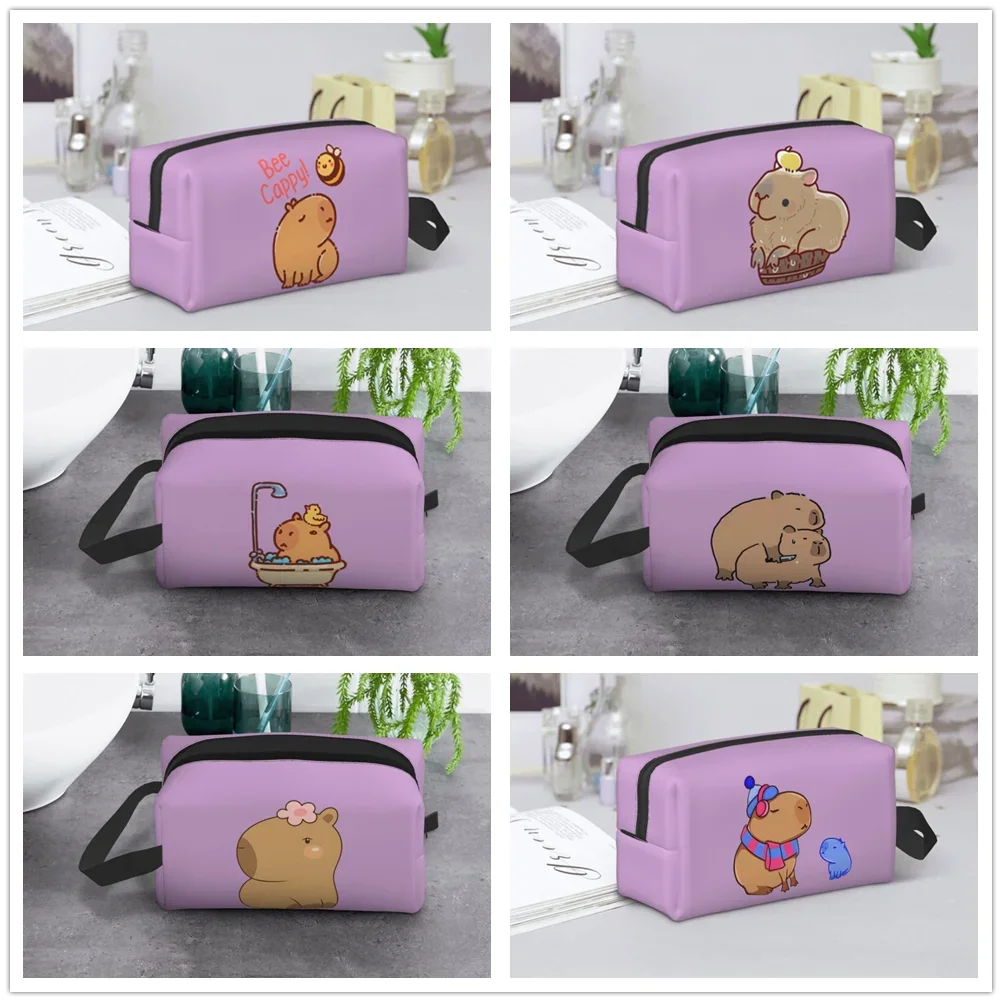 

Capybara cartoon Funny Makeup bag Ladies Zipper large print travel storage Toiletry bag Pen bag Suitable for ladies travel gifts