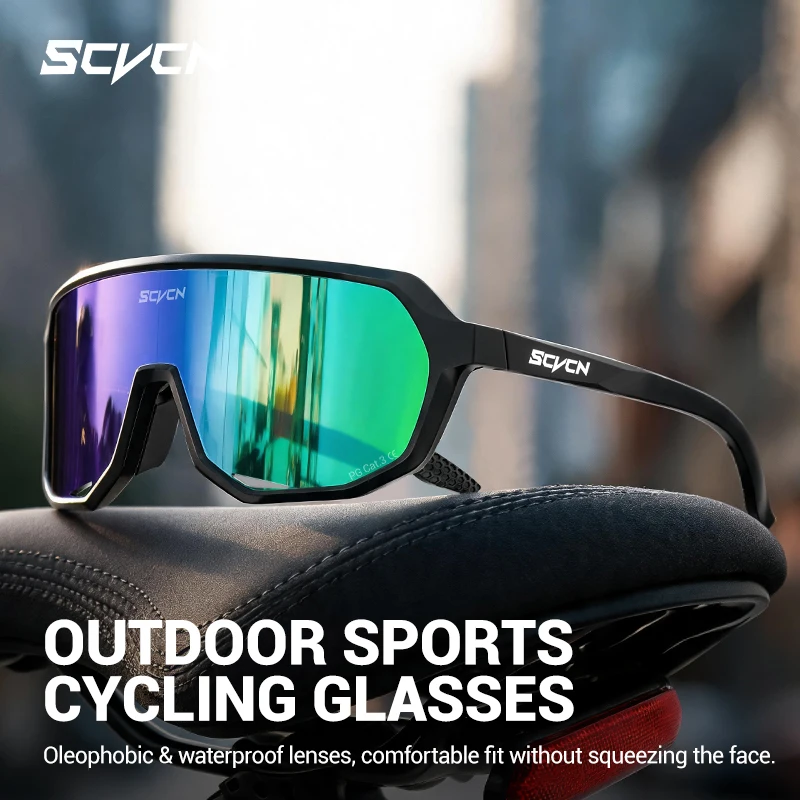 SCVCN Outdoor Windproof Sports Glasses UV400 Goggles Hiking Eyewear Fashion Cycling Sunglasses Men Women Road Bike Sunglasses