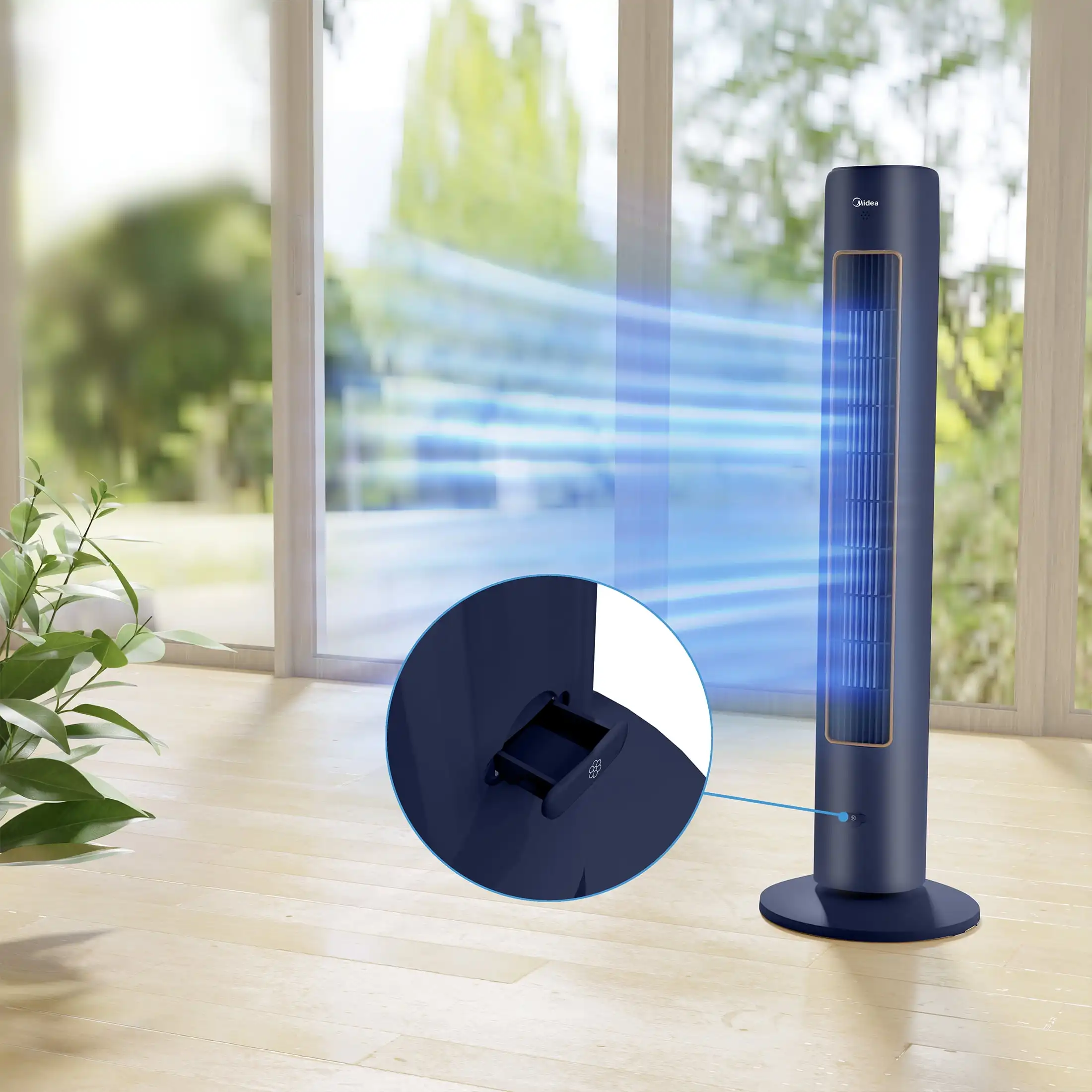 Ventilador de Torre inteligente de 3 velocidades, 42 "de alto, con Wi-Fi, nuevo, azul