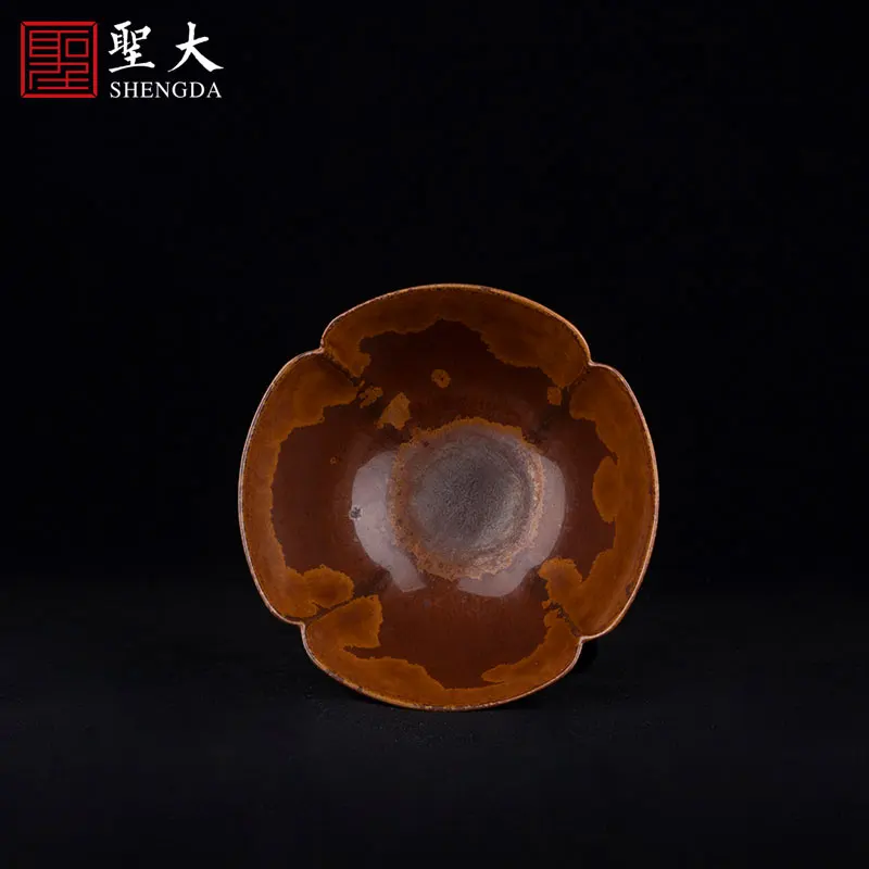 

|Rongqi tea cup kiln transformed metal wood head glaze Master Cup Jingdezhen all manual ceramic tea set Kung Fu tea cup