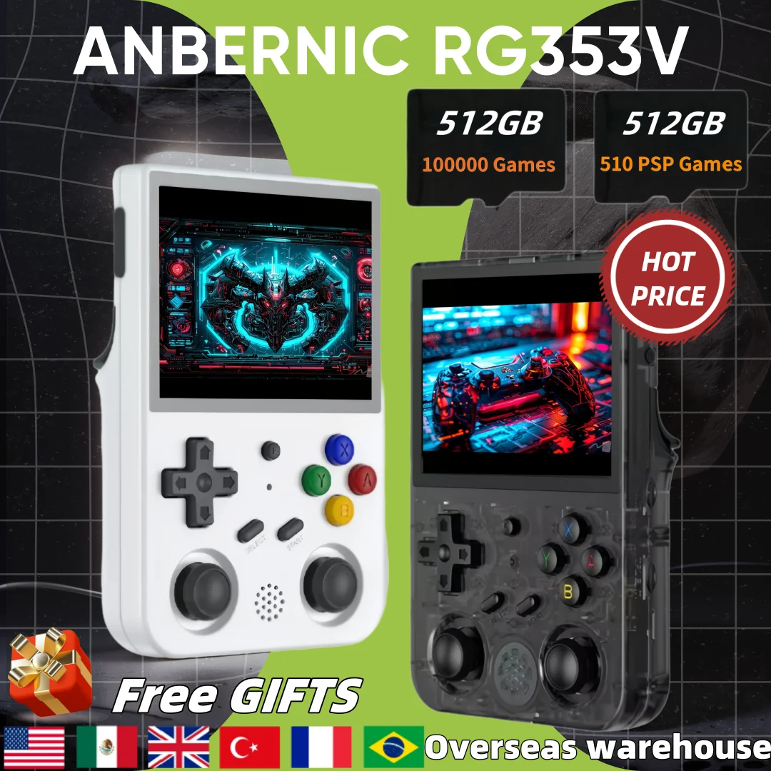 

ANBERNIC RG353V RG353VS Handheld Game Player 3.5 INCH IPS Screen Portable Game Machine Android Linux 512G 80000Games OS PSP Game