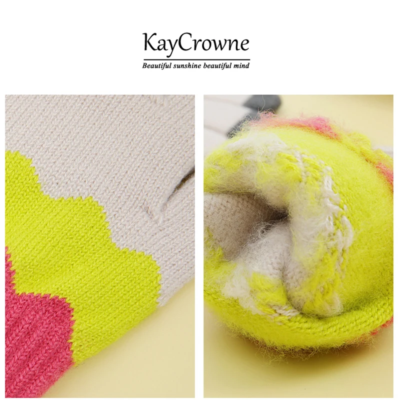 Kaycrowne moda knited touch screen luvas feminino inverno dedo cheio engrossar quente acrílico luva casais jovens estudante g079