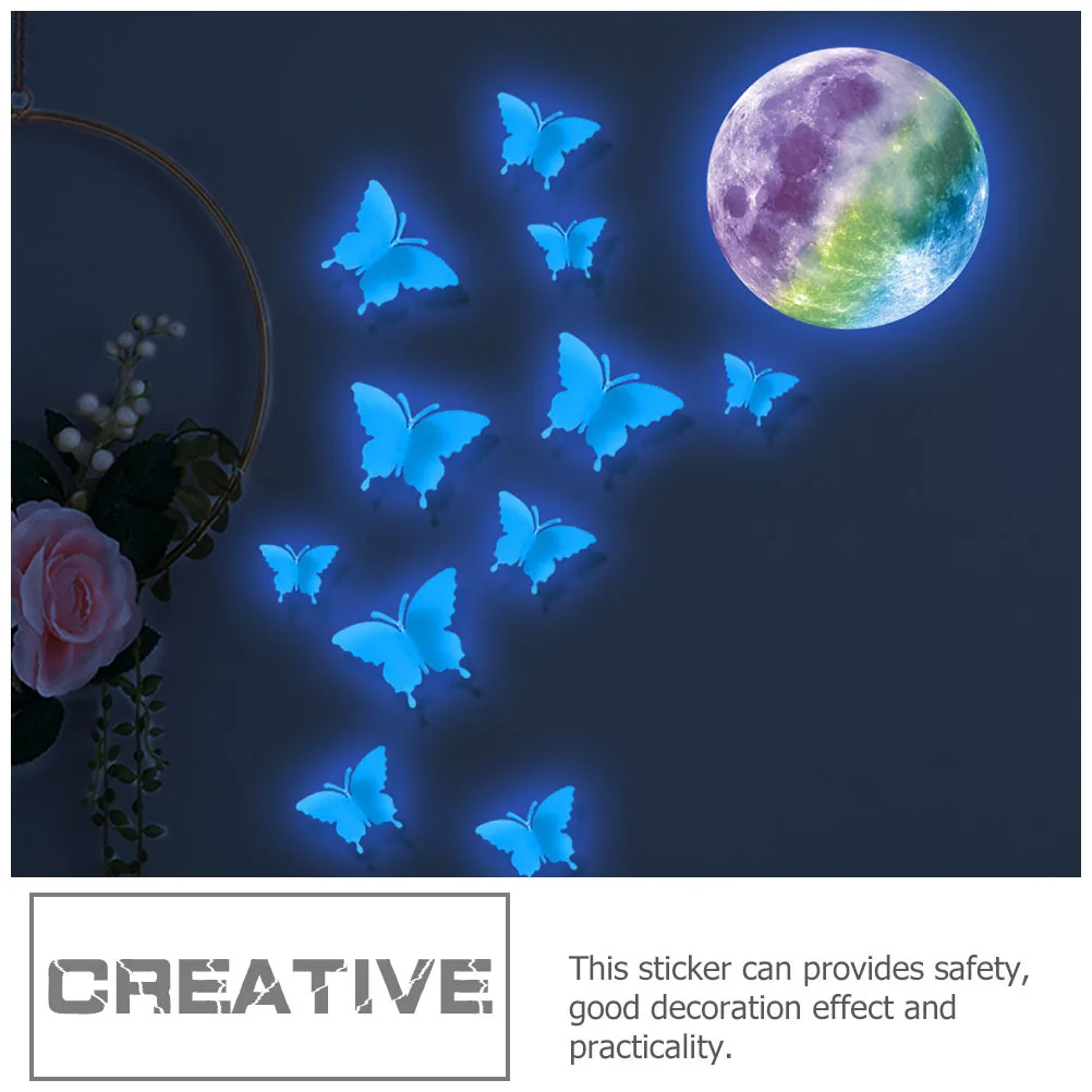 สติ๊กเกอร์ผีเสื้อเรืองแสงติดผนัง 1 ชุด ของตกแต่งเรืองแสง DIY สำหรับห้อง สติ๊กเกอร์ผีเสื้อเรืองแสงในที่มืด