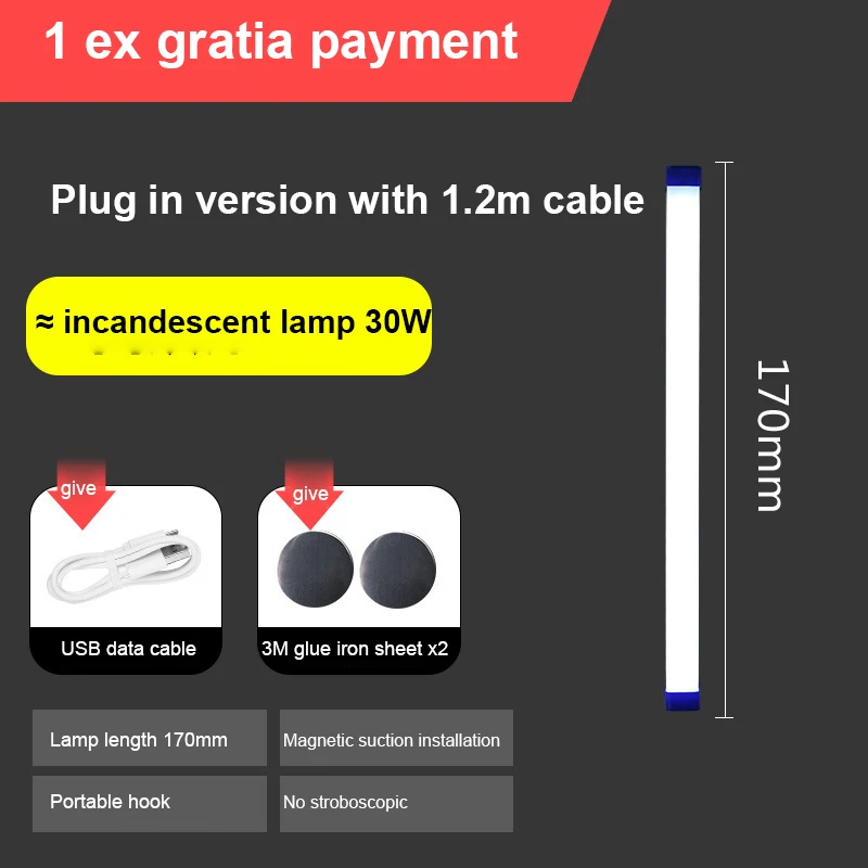 USB Rechargeable LED Lamp Portable Emergency Lights LED Tube Outdoor Lanterns Magnetic Light Flashlight Camping Lamp