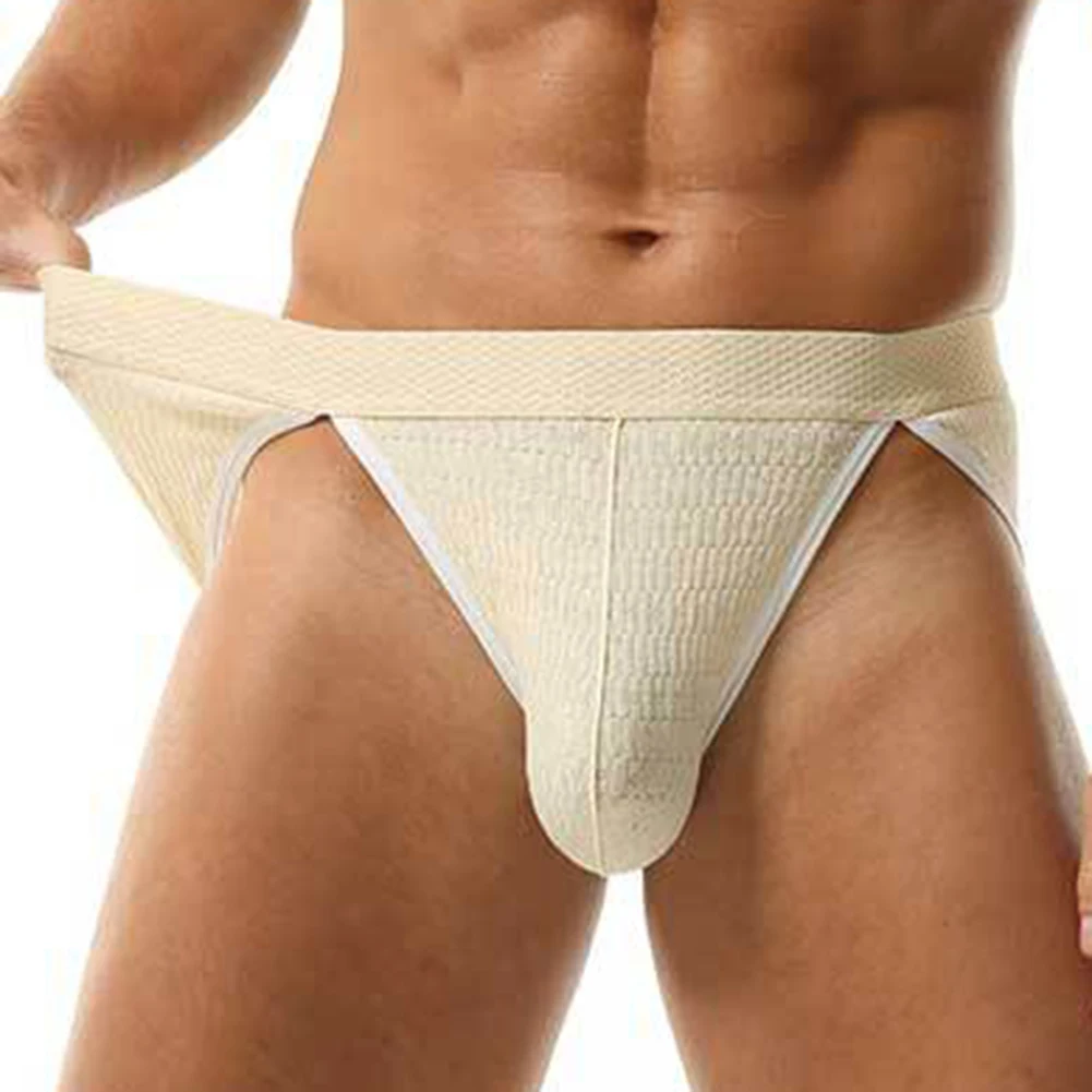 Middle Waist Men Cotton Blend U Convex Pouch Underpants Sexy High Cut Underwear Elastic Male Briefs Lingerie