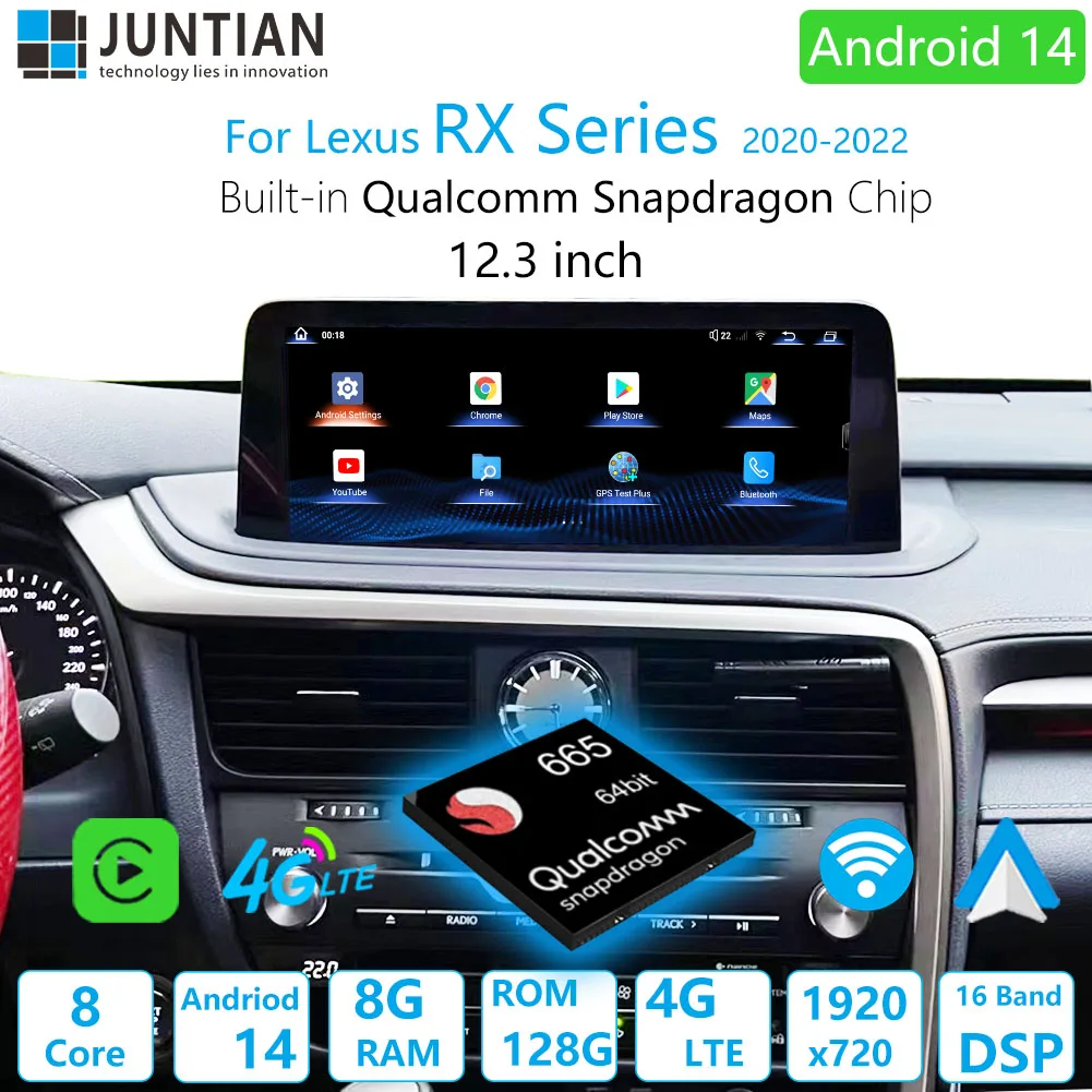 لسلسلة لكزس RX 2020-22 أندرويد 14 مشغل وسائط متعددة للسيارة الملاحة نظام تحديد المواقع Carplay السيارات 12.3 بوصة HD شاشة LHD و RHD #1