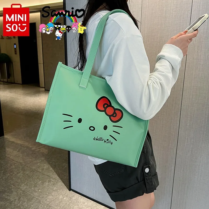 Miniso Sanrio New Women's Handbag Fashionable and High Quality Girls' Shoulder Bag Fresh and Large Capacity Women's Shopping Bag