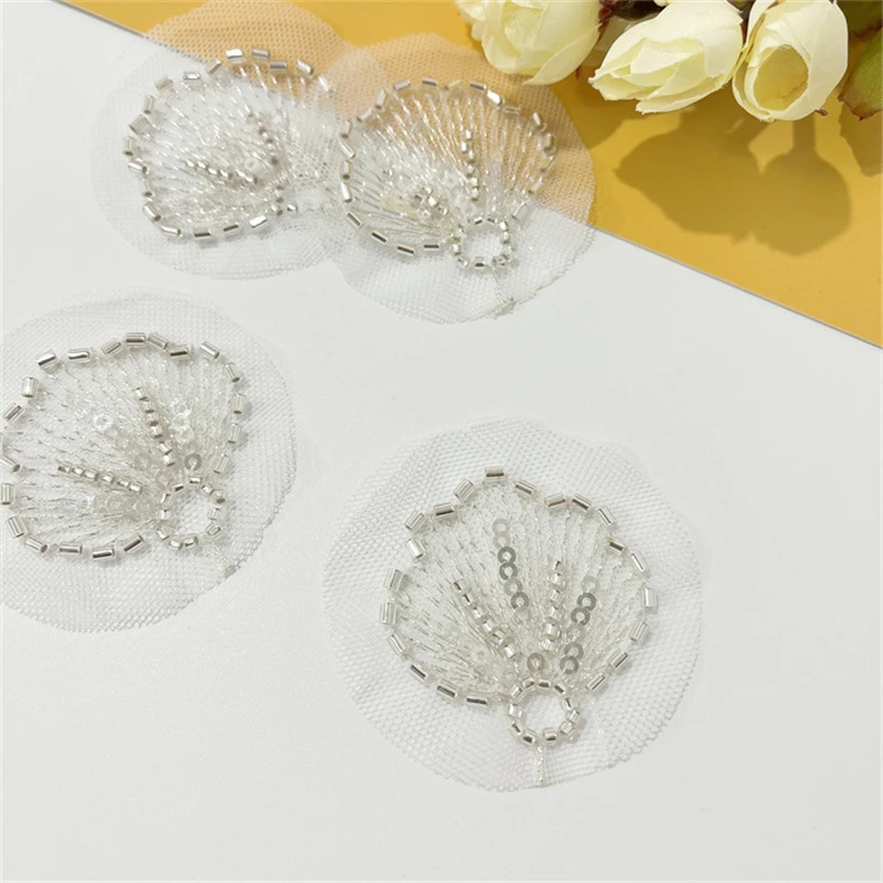 1Pc Mermaid Shell Patches Sew on Beaded Repair For Clothing Applique