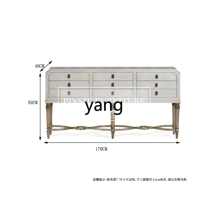 

LH Country Light Luxury Metal Chest of Drawers Villa Living Room Hallway Cabinet Solid Wood Decorative Side Cabinet Storage