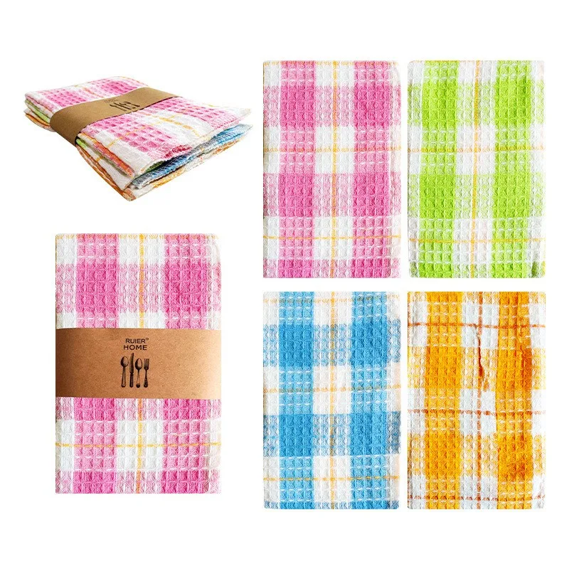 

4Pcs 35x40cm Cotton Home Kitchen Dishwasher Towels Set Scouring Pads Household Cleaning Tools