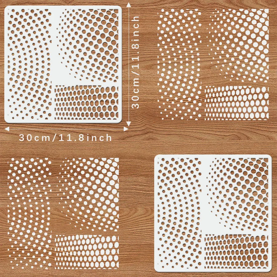 قطعة واحدة من استنسل نصف النقاط - قالب رسم قابل لإعادة الاستخدام مقاس 11.8 × 11.8 بوصة لفن الحائط وخلفية الرش والحرف اليدوية