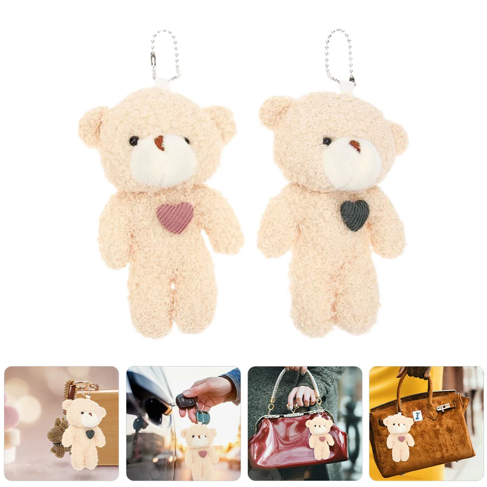 2 uds llavero de oso colgante lindo Animal relleno encanto bolso mochila accesorio colgante llavero de Animal relleno encanto