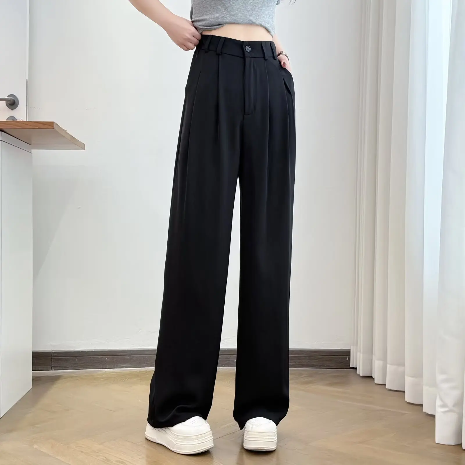 

Модные женские брюки больших размеров XXXXL, широкие, длинные, весна 2026, новый стиль, повседневные, костюмные, 9453