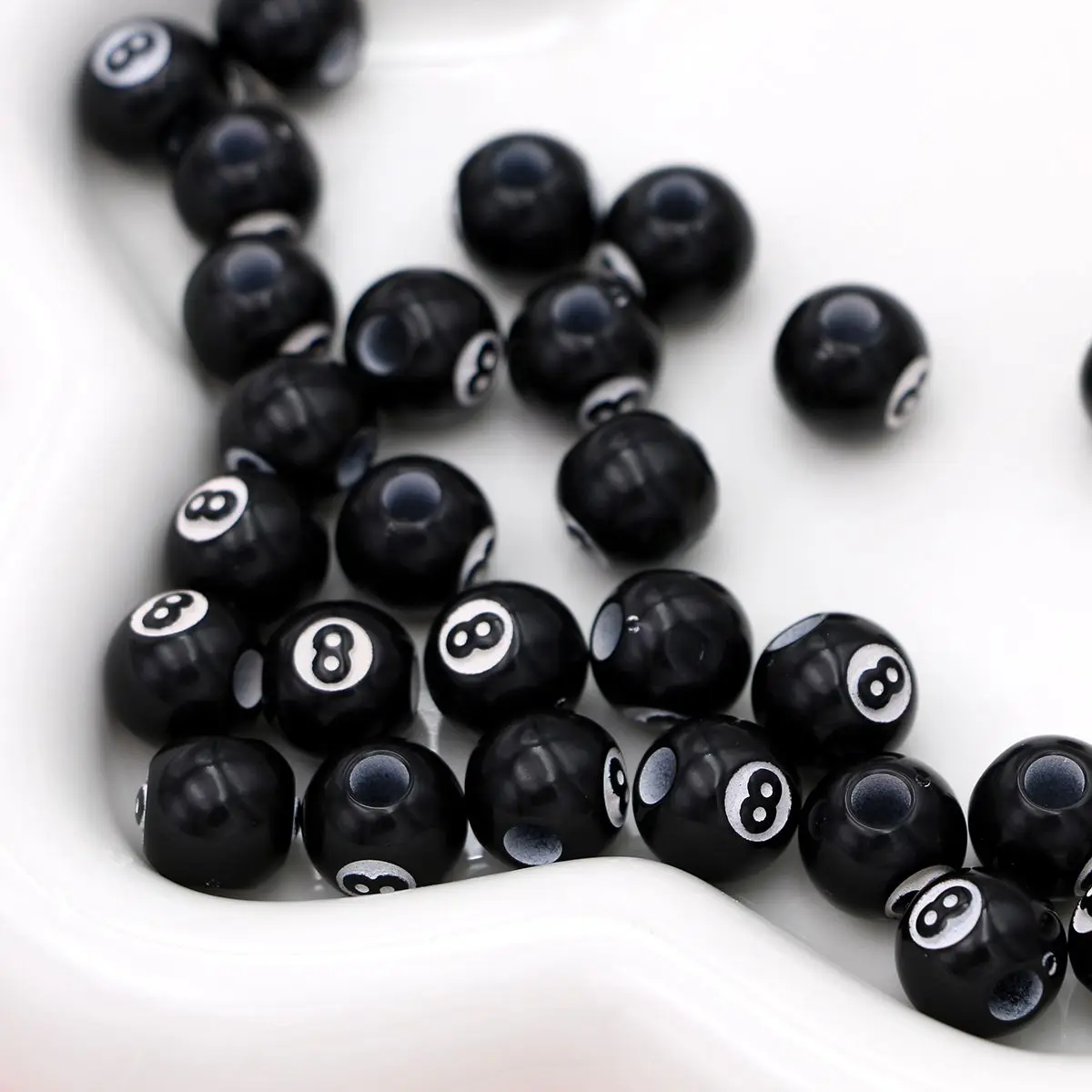 30pcs Billiard Design Beads Black Loose Beads for Jewelry Making DIY Handmade Bracelet Earrings Key Chain Accessories - AliExpress 36 - Image 3