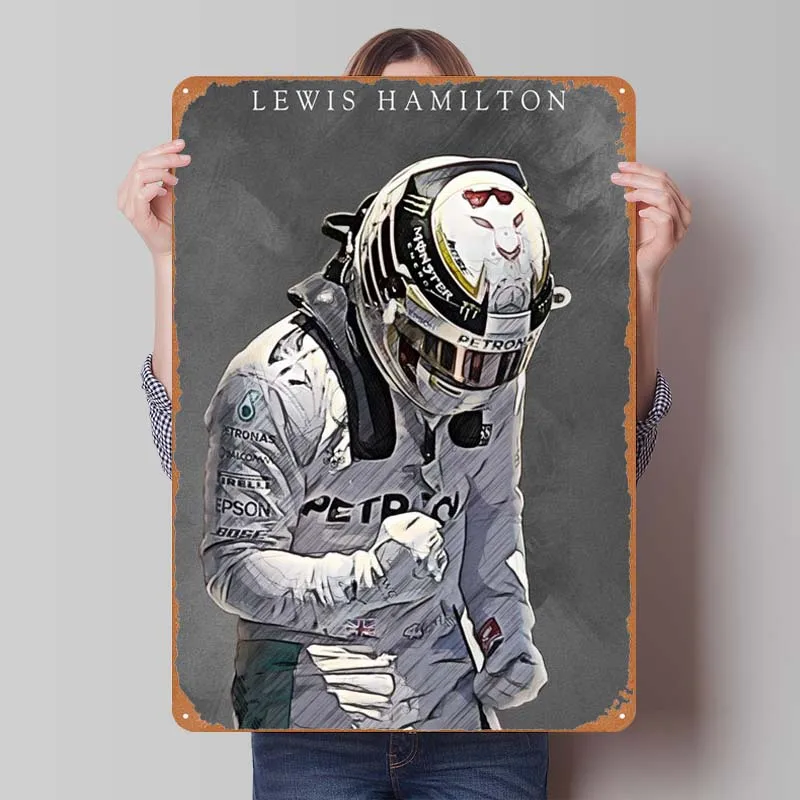 Lewis Hamilton Sign Boxing Poster House Decor Retro Metal Tin Sign for Bedroom Garage Man Cave Wall Decoration Dekoration Room