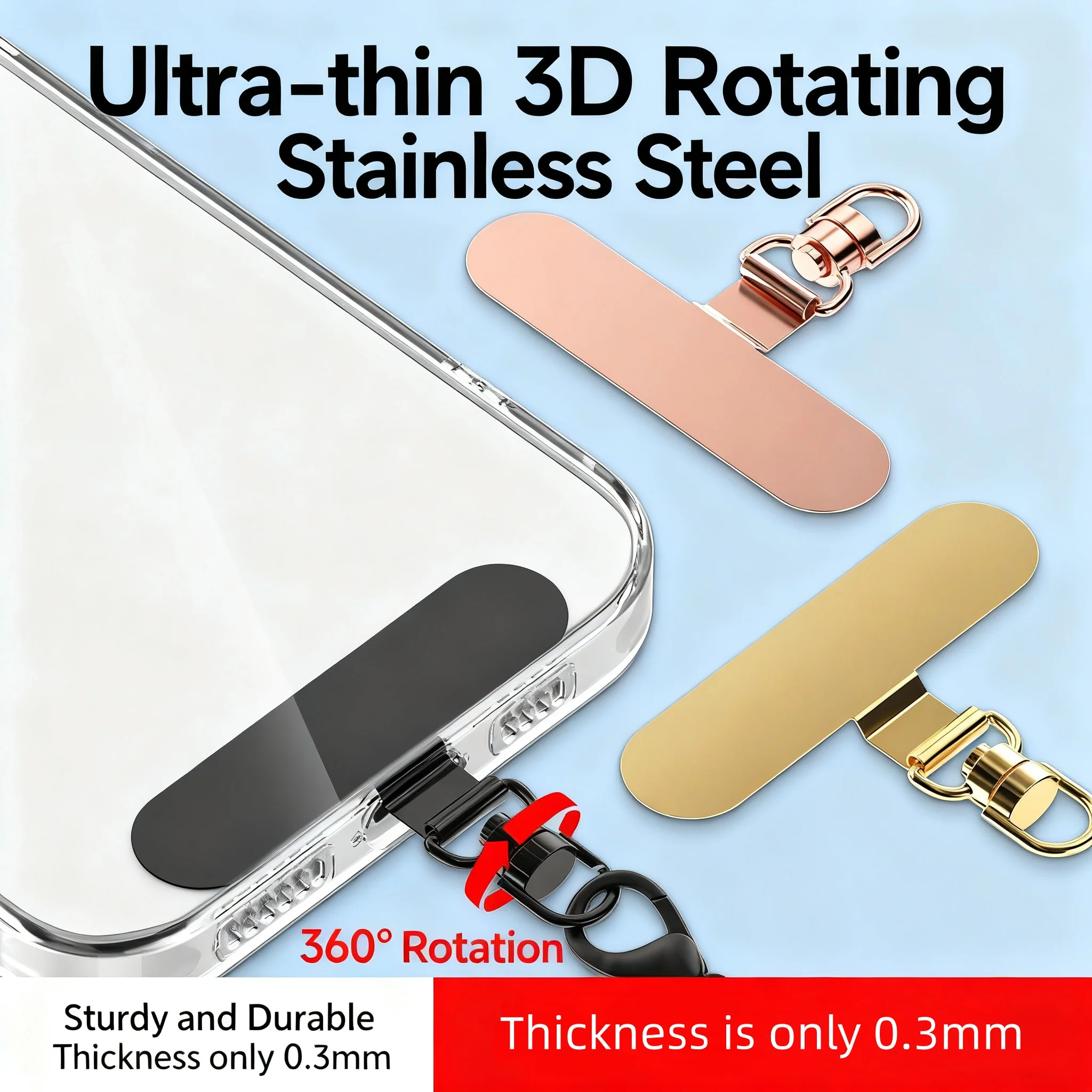 

New 2PCS/ 5 PCS Mobile Phone Pad Hanging Rope Piece Stainless Steel Lanyard Patch 360° Rotating Clip Metal Hanging Chain Pad