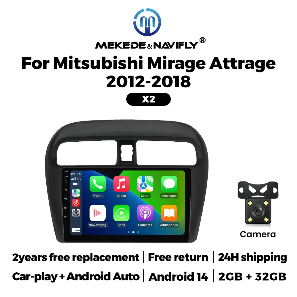 MEKEDE Auto Intelligente Radio Carplay Voor Mitsubishi Mirage Attrage 2012-2019 Space Star 2014 Auto Stereo DVD Multimedia Speler