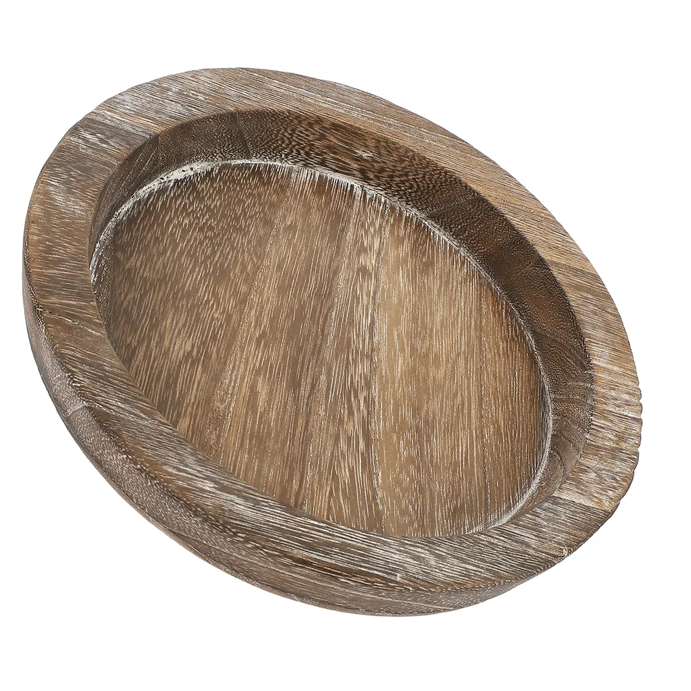 

Wooden Plate Tray Decorative Plates for Display Round Trays Counter Coffee Countertop