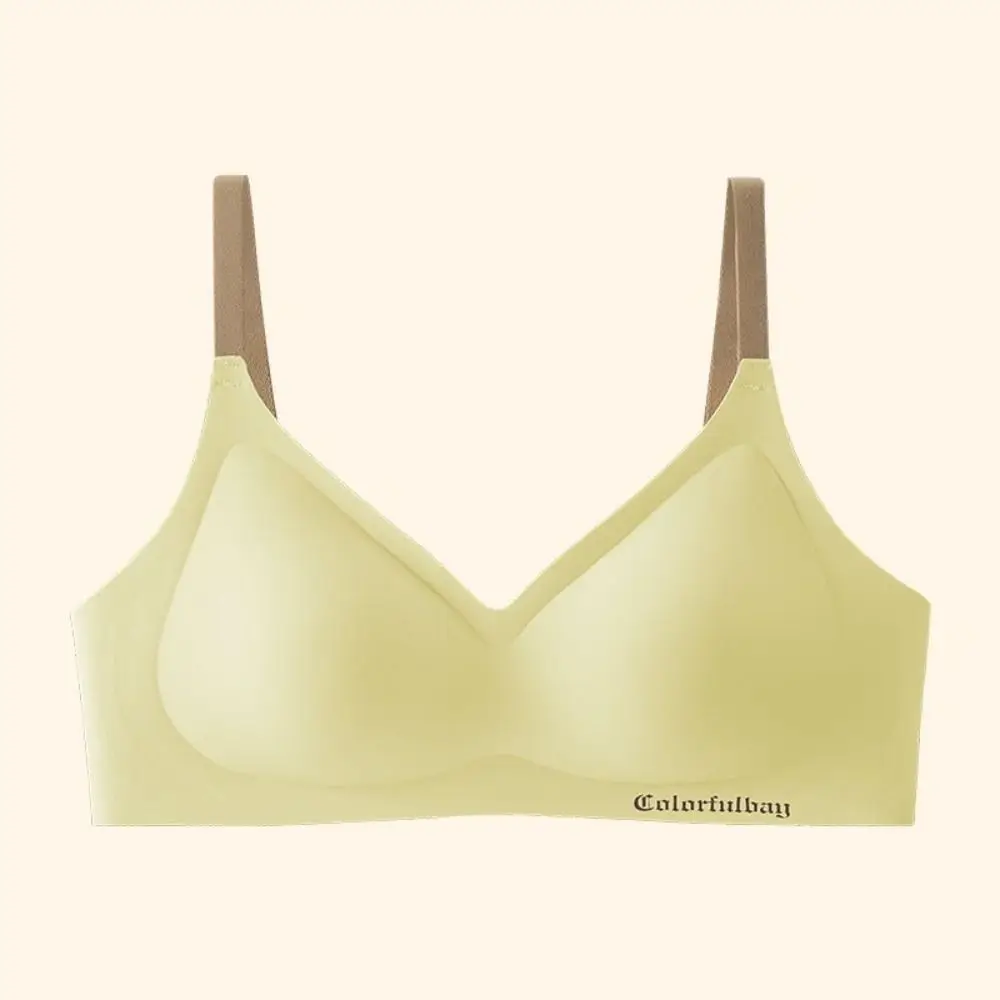 

English Letter Wireless Deep V Bra Close-fitting Anti-sagging Push Up Underwear Adjustable Gathered Breasts Seamless Bras Yoga