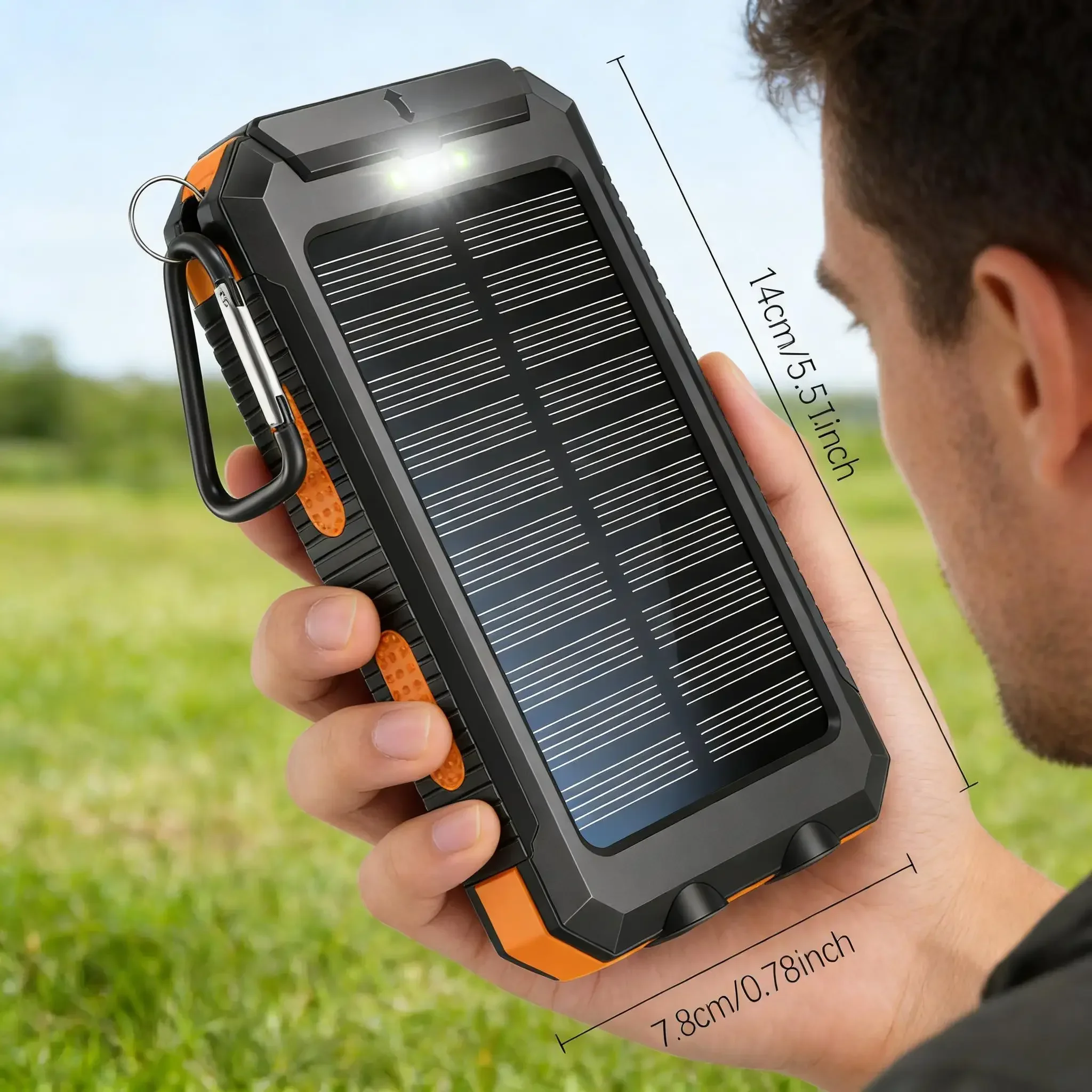 Outdoor Solar Emergency Power Bank 10000mAh Large Capacity Compass LED Light for Camping