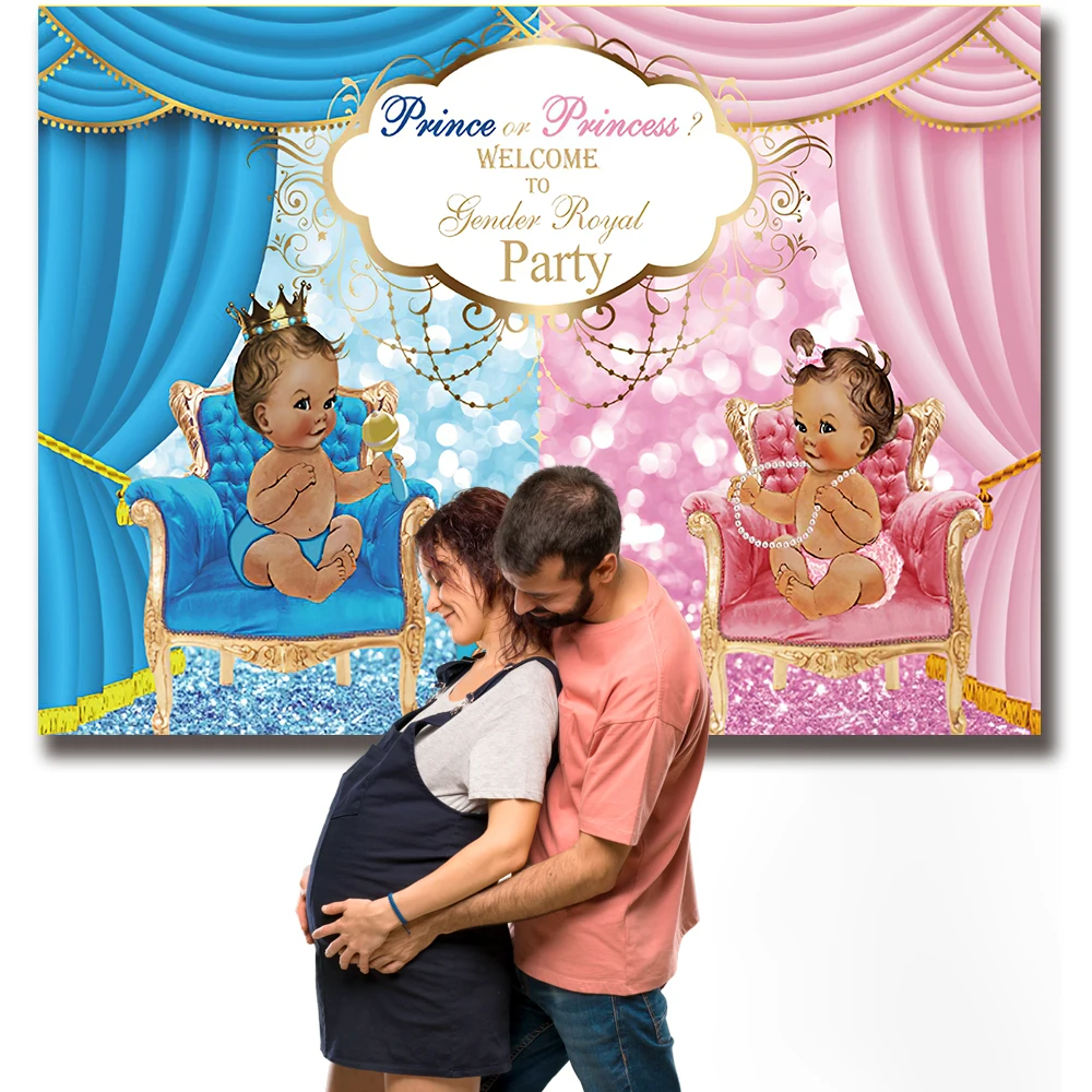 Bonvvie Baby Shower Background Balloon Gender Reveal Family Party Newborn Boy Or Girl Poster Photography Backdrop Photo Studio