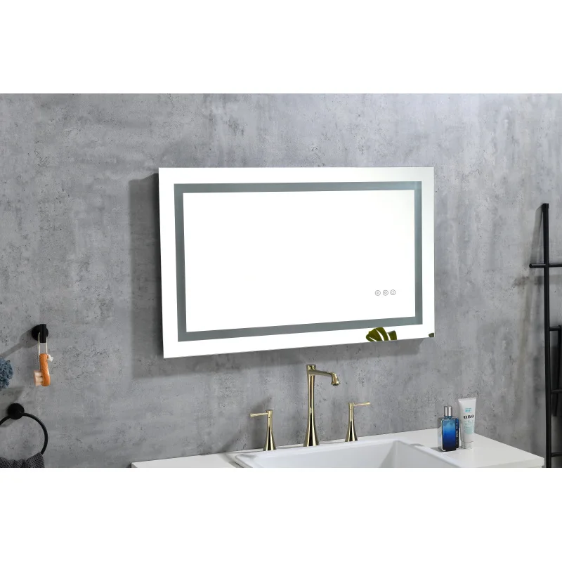 

Светодиодное зеркало для ванной комнаты 36 x 24 с передней и подсветкой, большие настенные зеркала с регулируемой яркостью и противотуманной защитой, памятью, 3 цвета, светодиодный туалетный столик
