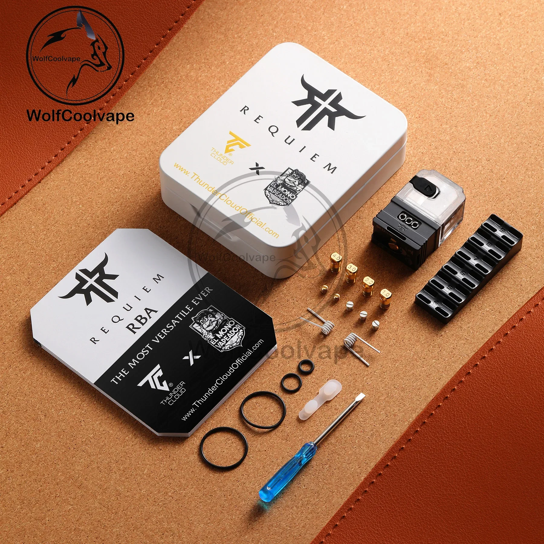 Wolfcoolvape 6 مللي Requiem Boro RBA Thunder Cloud X Tank El Mono Vapeador رذاذ فضي مع دبابيس هوائية 1.0 مم إلى 4.0 مم للتعديلات #5
