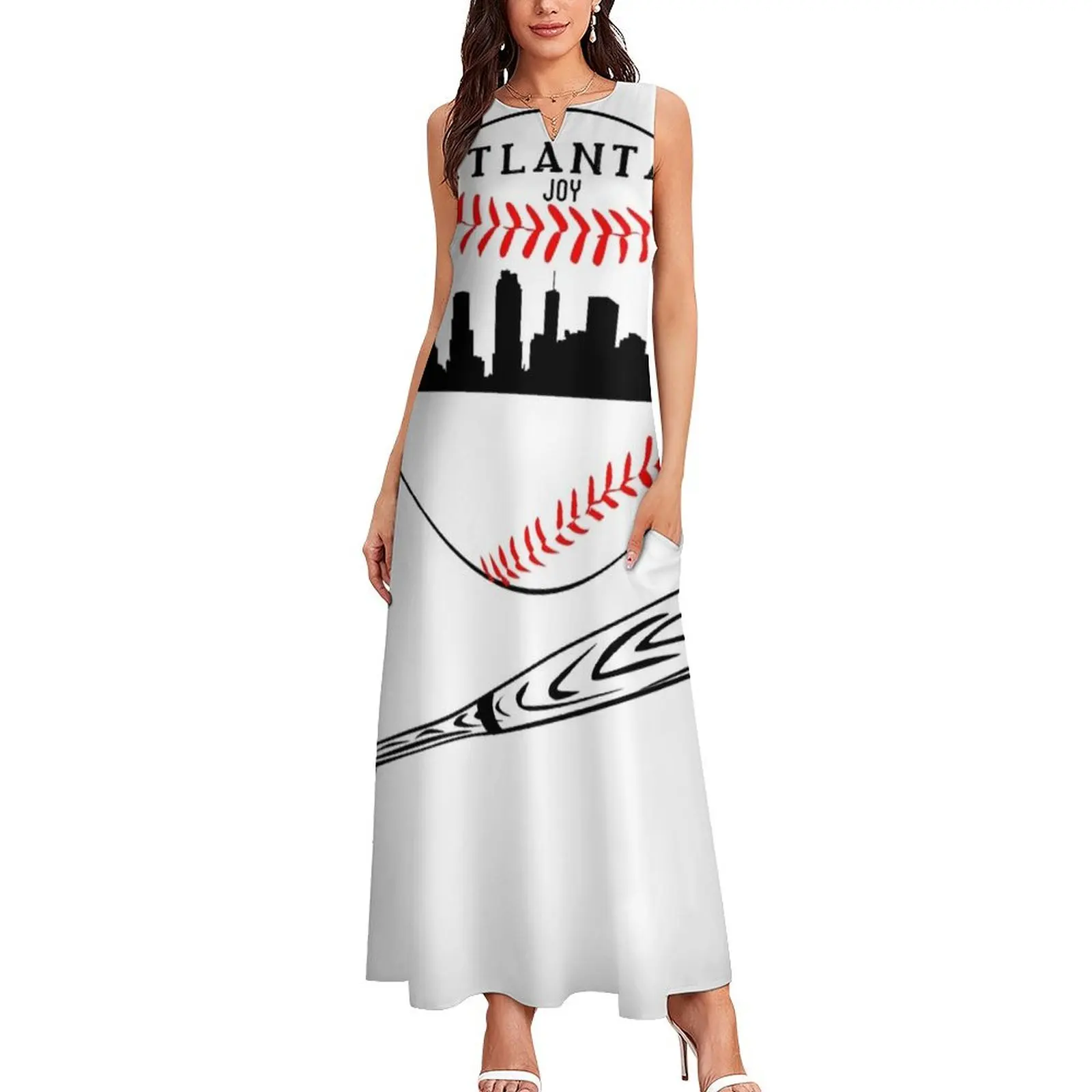 Atlanta béisbol diseño camiseta vestido largo vestidos de novia para mujer vestido largo mujer vestido mujer verano 2025