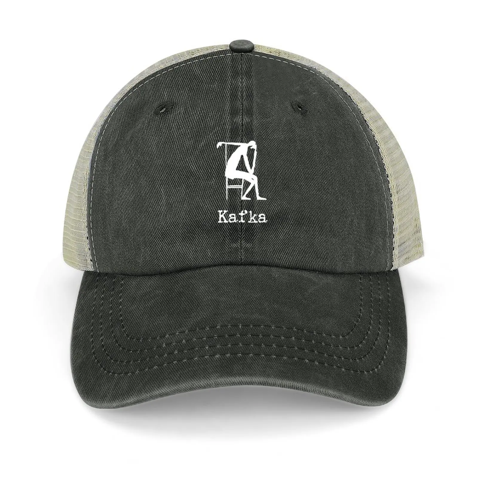 

Franz Kafka: Drawing by Kafka, white on black with vintage typewriter lettering Baseball Cap Bobble Hat Caps For Men Women's
