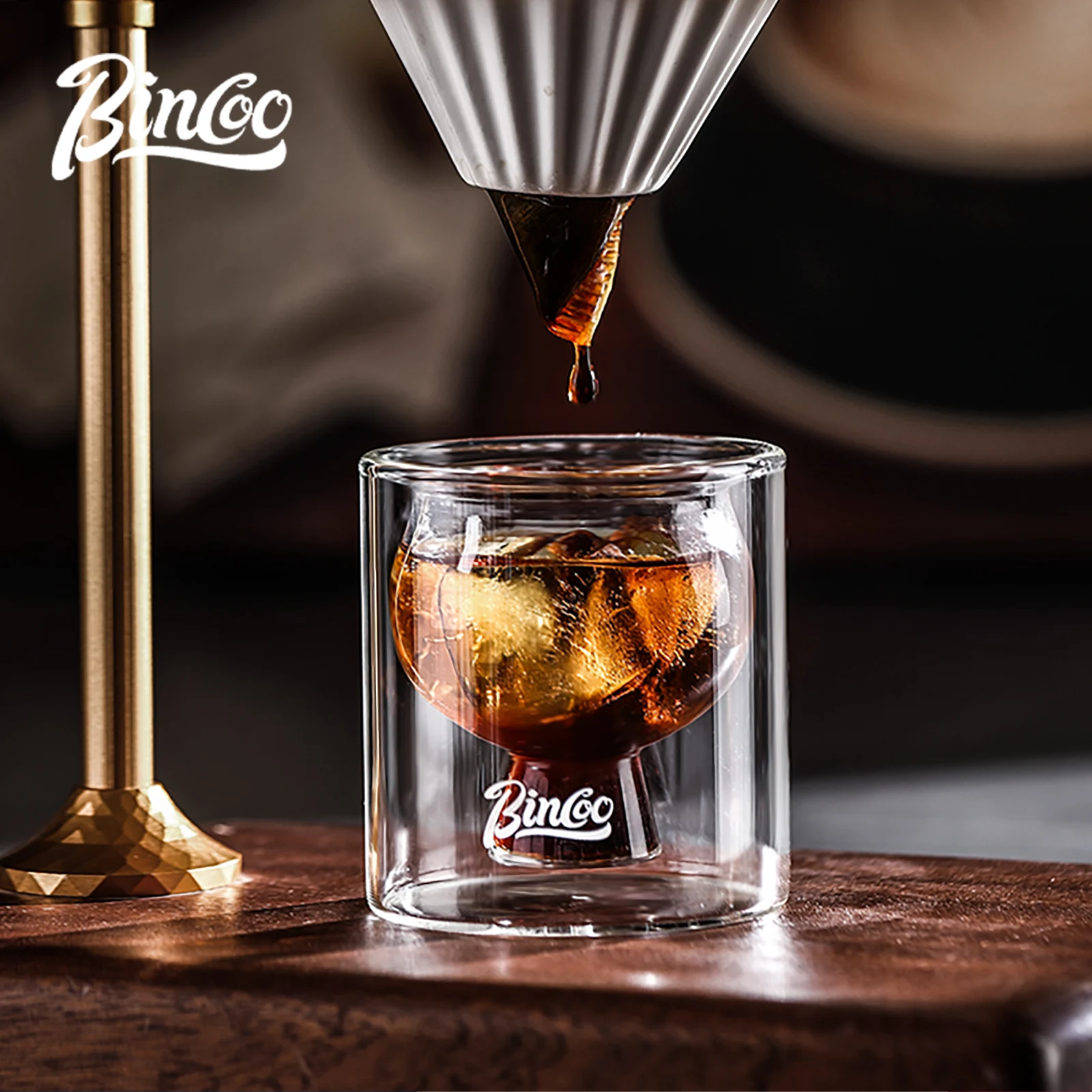 

Bincoo Double Layered Coffee Cup High Borosilicate Glass Heat-resistant Anti Scald Concentrated Cup Milk Coffee Ice American Cup