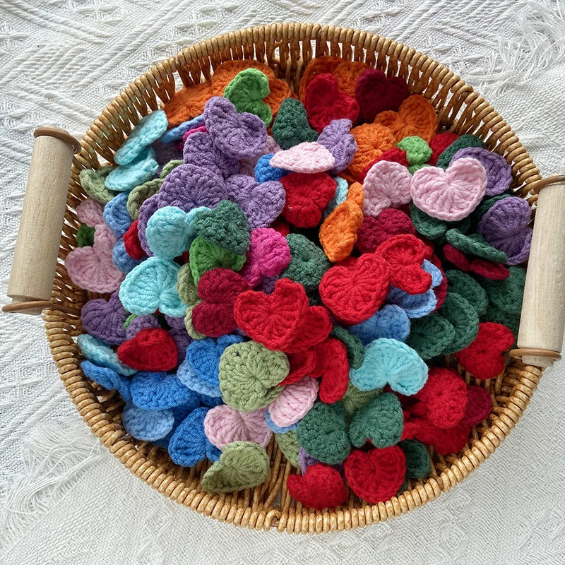 Heart-Shaped Appliqued Lace Materials, Crochet Crafts, Sewing Accessories, Wedding Supplies, DIY Handmade Yarn Crochet 50Pcs 100