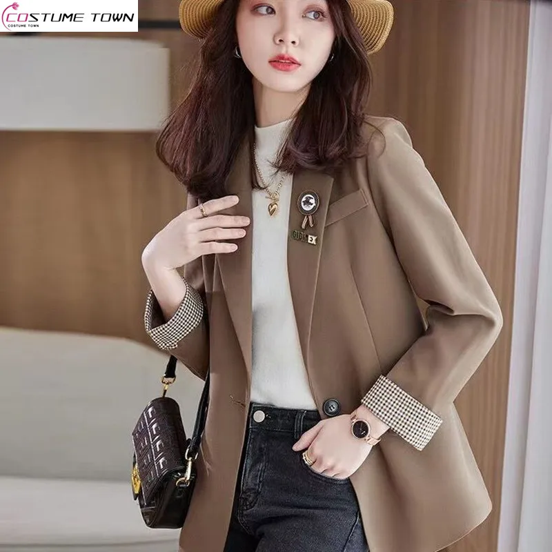 

Small Suit Jacket for Women's Spring and Autumn 2024 New Korean Version British Casual Fashion Temperament Suit Top