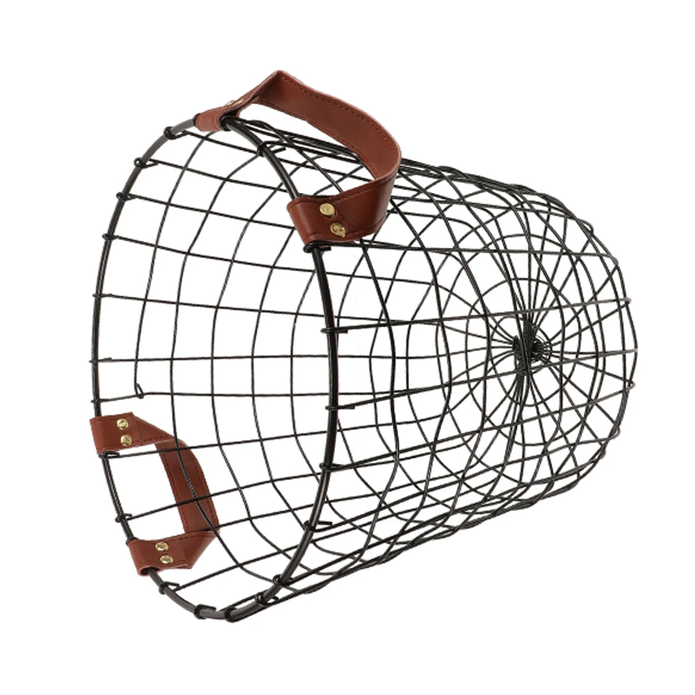 

Wrought Iron Firewood Basket Large Capacity Logs Holder Round Metal Storage Rack Ventilated Wood Bin for Outdoor BBQ Camping