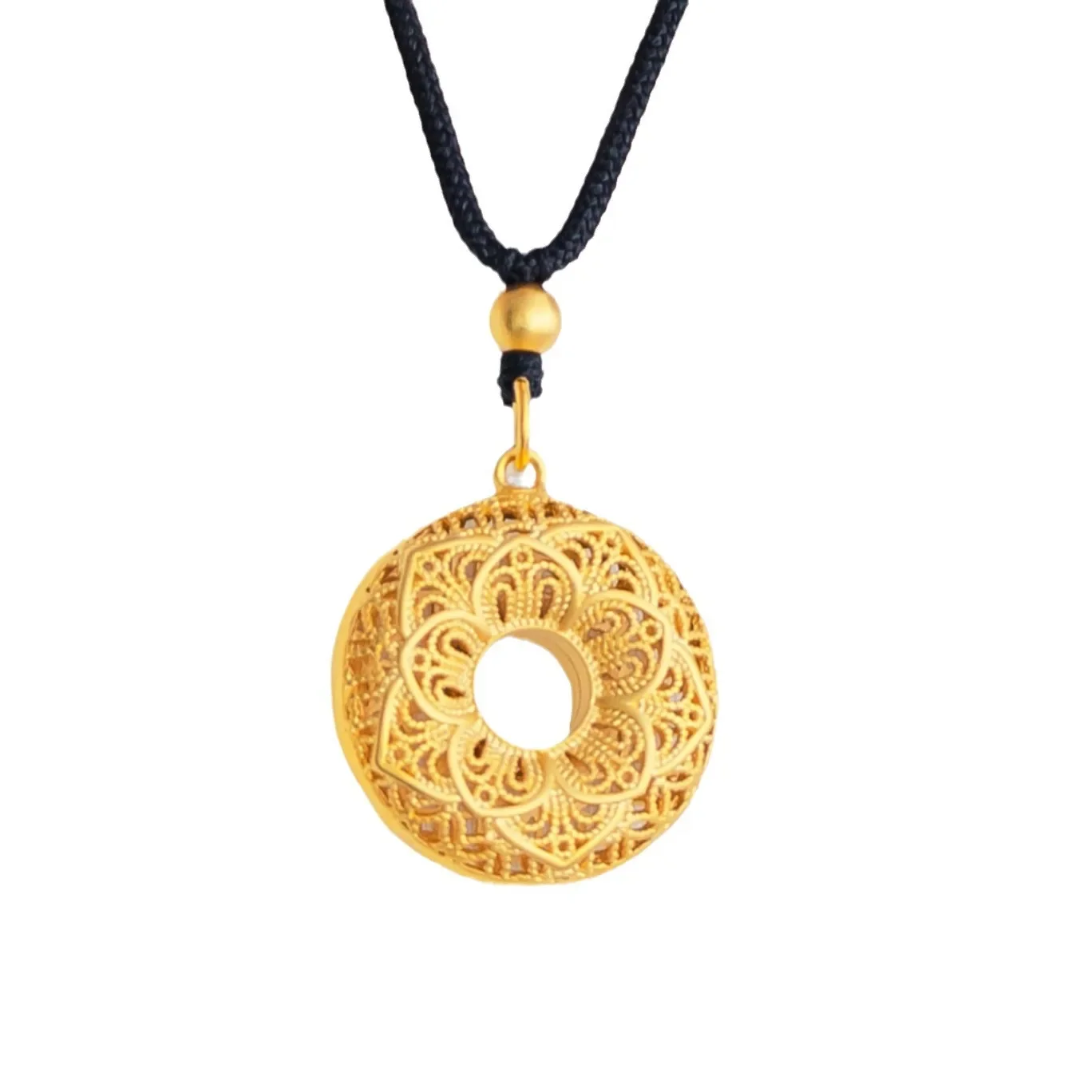 9999 real gold 24K yellow gold Filament Pendant 24k gold jewelry gold necklace for women