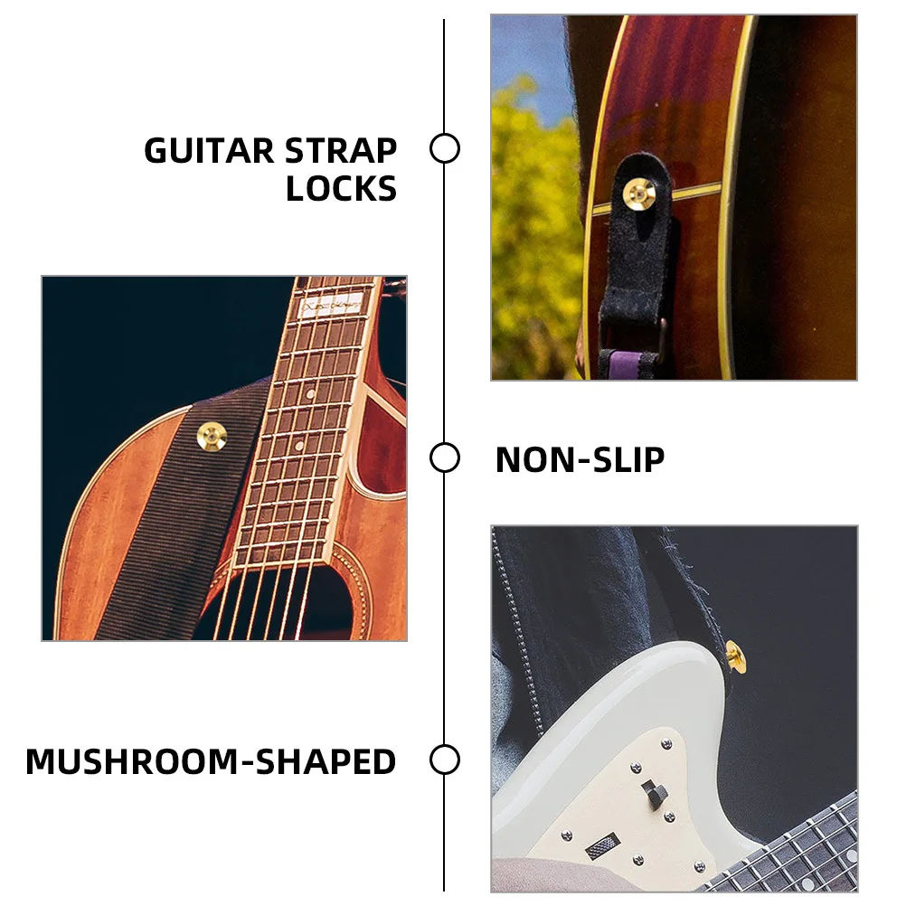 

4Pcs Metal Guitar Strap Locks Replacement Sturdy Anti-Rust Strap Button for Acoustic Electric Bass Ukulele Instruments