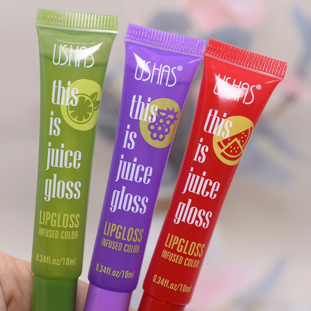 【24pcs Wholesale】Juice Lipgloss 6 Different Fruit Flavored Lip Gloss Moisturizes and Softens Texture Lip Glaze Light Makeup