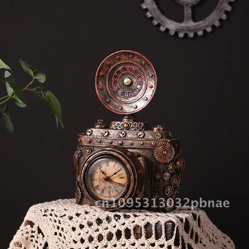 Reloj retro de estilo europeo para decoración de ventanas, adornos de resina, accesorios de fotografía de películas y televisión