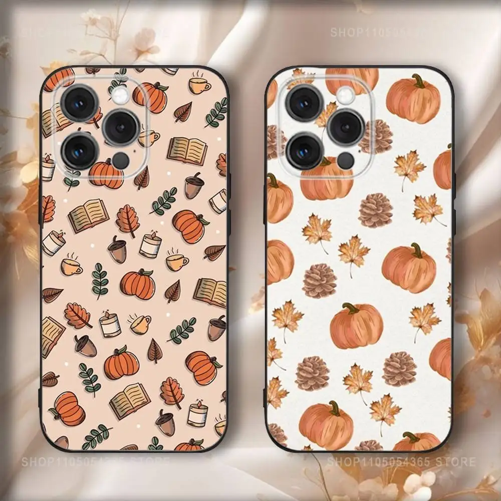 

Autumn leaves Pattern Phone Case For iPhone16,15,14,13,12,11,Pro,Max,Plus,X,XS,SE4,E,Mini,Soft Black Case