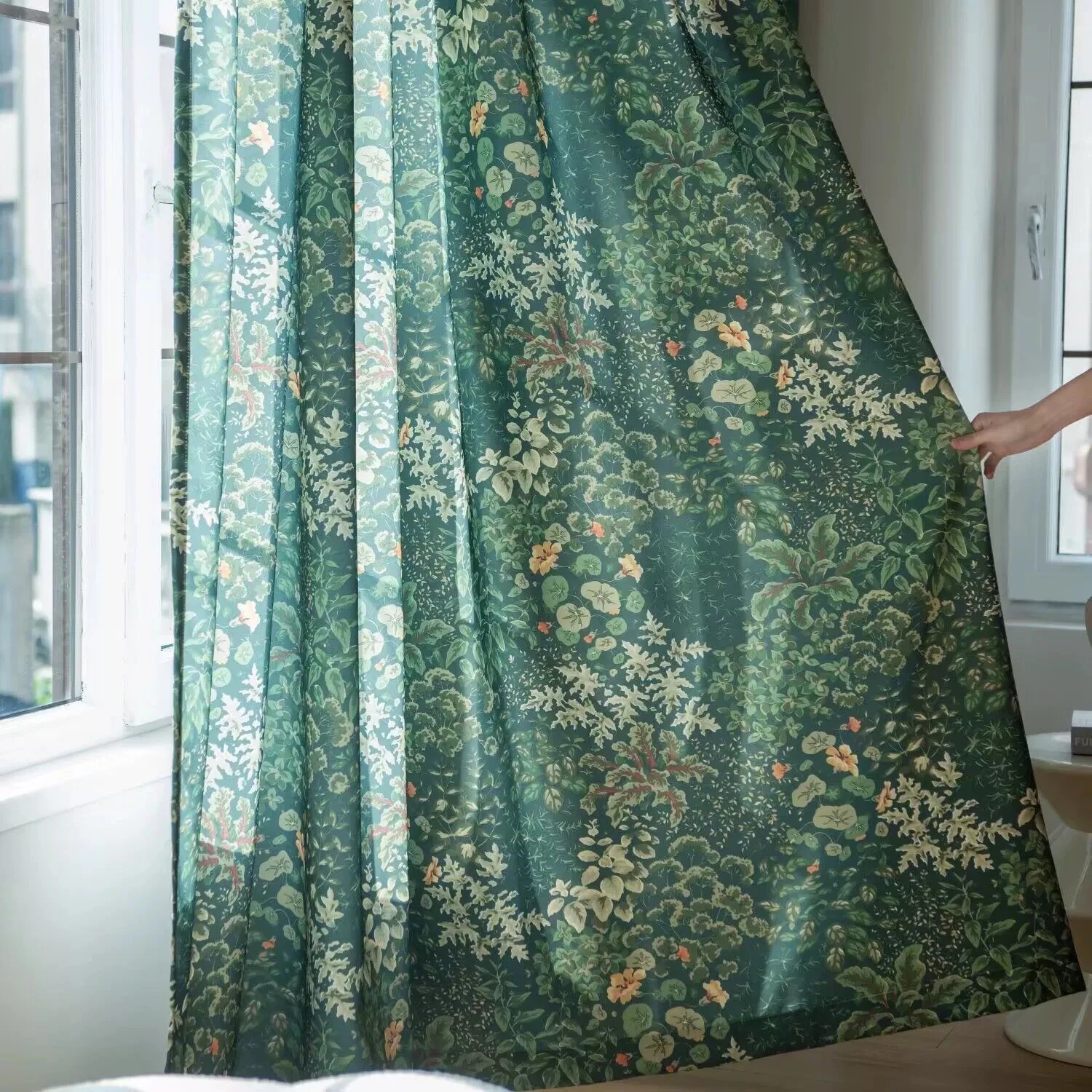 

American Pastoral Style Green Landscape Printed Blackout Curtains For Living Room, Bedroom, Balcony Windows, Home Curtains