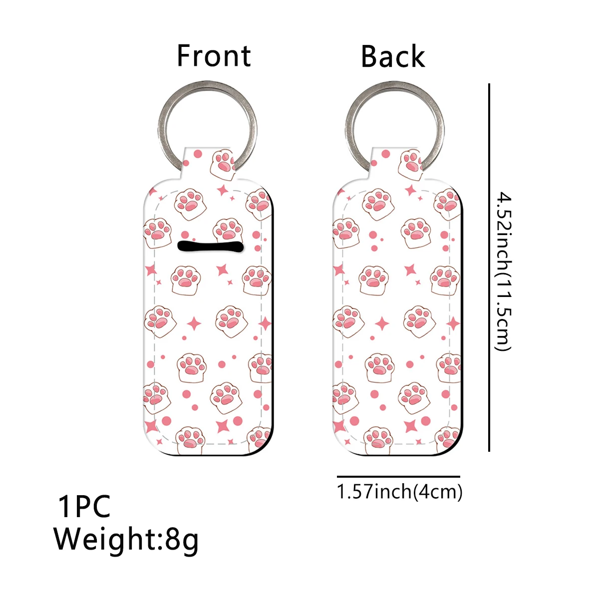 Coloful Dog and Cat Claw Clip On Lipstick Holder Keychain Keyring Accessories Print Trendy Lip Balm Bag Charms Cartoon Key Tag view 3