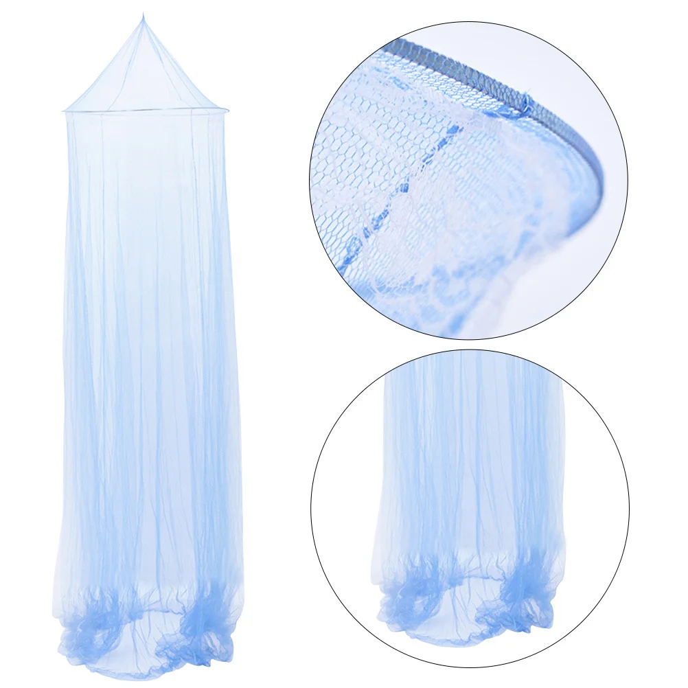 

Crib Single Net Canopy Double Netting Bed Stainless Bed Canopy Steel Frame Detachable Net Dark Blue